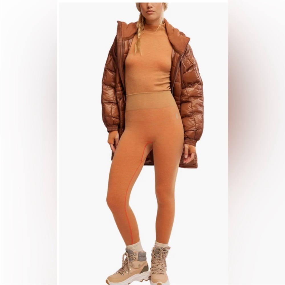 Free People Cool Down Wool Base Layer leggings. NWT. Camel Heather